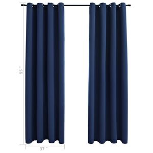 Blu Navy 37 "x 95" tende oscuranti tessuto con anelli Set 2 pezzi - Product Image 3
