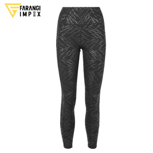 Leggings de yoga pour femme en polyester élasthanne noir à imprimé géométrique futuriste, taille haute, effet sculptant, collants d'entraînement, exportateur en gros 2026 - Product Image 1