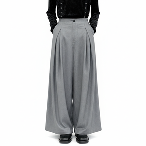Pantalon large pour homme, taille haute, plissé, sur mesure, OEM, vente en gros - Product Image 1