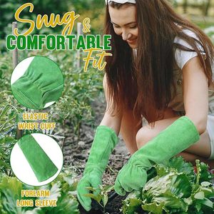 Gants de jardinage en cuir, gants de jardin robustes anti-épines à manches longues, gants de jardinage pour la taille des roses et le désherbage jusqu'au coude - Product Image 1