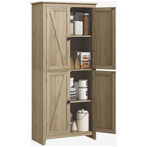 "Modern <b>Freestanding</b> <b>Kitchen</b> Pantry Cabinet with 4 Door & Adjustable Shelves-Farmhouse Style" - Product Image 1