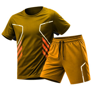 Conjunto Deportivo de Verano para Hombre, Transpirable, de Secado Rápido, Camiseta de Manga Corta y Pantalones Cortos, Traje de Entrenamiento Deportivo - Product Image 1