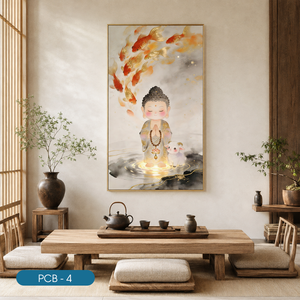 Lienzo Decorativo con Diseño de Buda, Peces Koi y Cordero, Arte Religioso, Decoración de Pared Interior, PCB-4, Directo de Fábrica en Vietnam, Regalo Especial - Product Image 5