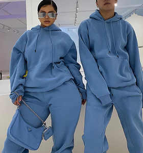 Conjunto de 2 Piezas de Sudadera y Pantalones Deportivos para Mujer, Cuello Camisero, Cintura Ajustada, Estilo Holgado y Grueso - Product Image 4