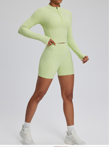 Conjunto Deportivo de 4 Piezas para Mujer, Leggings y Shorts con Efecto Levanta Glúteos, Sujetador Deportivo con Tirantes, Top Corto de Manga Larga - Product Image 4