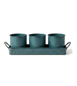 Ensemble de pots de fleurs classiques en métal thermolaqué avec plateau pour décoration de jardin intérieur/extérieur, taille personnalisable - Product Image 5