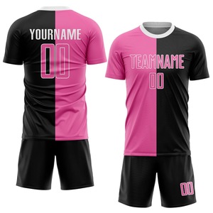 Camiseta de Fútbol Personalizada Rosa y Negra de Manga Corta, Absorbente de Humedad, Unisex, para Adultos, con Estampado Sublimado - Product Image 1