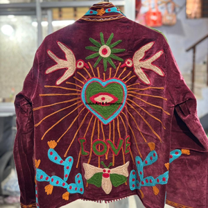 Chaqueta de algodón Suzani hecha a mano en India, chaqueta corta bordada a mano, abrigo unisex, chaqueta corta Suzani hecha a mano - Product Image 1