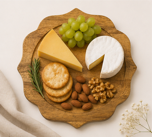 Assiette de présentation ronde en bois d'acacia avec bord festonné, écologique, faite à la main, pour hôtel (vente en gros) - Product Image 4