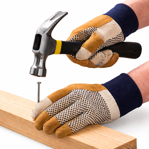 Gants de sécurité en toile enduite de PVC à pois, doublure en coton, haute adhérence, antidérapants, poignets élastiques, respirants, pour la construction et la logistique - Product Image 1