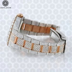 Reloj de Lujo para Mujer Charm Jewells, Caja Redonda de Acero Inoxidable de 38 mm, Bisel con Diamantes, Cierre Plegable de Cuarzo Analógico - Product Image 4