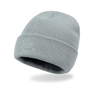 Gorro de Punto Acanalado Gris Claro, Unisex, para Adultos, Gorro Cálido de Invierno, Color Sólido, Estilo Casual, Circunferencia de Cabeza 56-58CM - Product Image 1