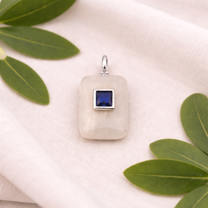 Lapis Lazuli Rounded Rectangle Pendant Silver Plated Bezel <b>Set</b> <b>Square</b> Zircon Charm Handmade Jewelry Connector Wholesale - Product Image 4
