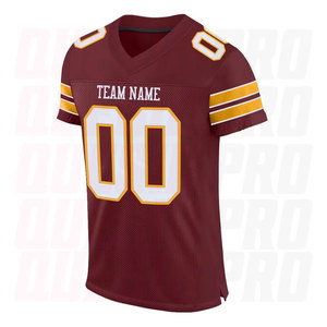 Camiseta de Fútbol Americano Nueva al por Mayor, Estilo Moderno para Hombre, Cuello en V, Informal, Lisa, Holgada, Color Borgoña, Blanco y Dorado - Product Image 3
