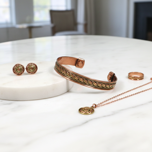 Bracelet magnétique artisanal en laiton et cuivre mélangés, réglable, style bohème ethnique pour femmes - Product Image 4