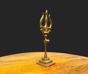 NIRMALA ARTISANAT - Figurine traditionnelle du Dieu Shiva en laiton massif poli, avec support Trishul Damru, symbole de trident debout - Product Image 5