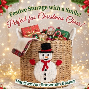 Cesta decorativa tejida, cesta de regalo navideña, cesta de regalo para las fiestas, cesta de almacenamiento de jacinto de agua para la temporada navideña - Product Image 2