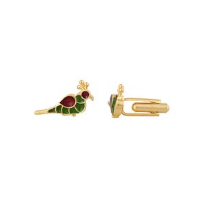 Mancuernillas de Lujo con Diseño de Pájaro Chapadas en Oro para Hombre, Esmalte Verde y Rojo, Accesorios Formales para Camisa, Regalo de Boda o Negocios - Product Image 2