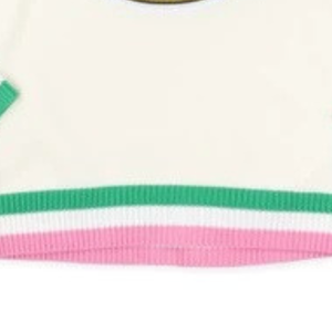 Custom White <b>Pink</b> Green V Neck Sweater <b>Long</b> <b>Sleeve</b> Knit Pullover Casual Sportswear Teamwear Fashion Apparel Women's Stylish <b>Tops</b> - Product Image 2