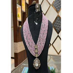 Magnifique ensemble de boucles d'oreilles en or plaqué de qualité supérieure avec longues pierres de moissanite et Kundan, bijoux de créateur pour femmes, pour mariage et soirée - Product Image 1