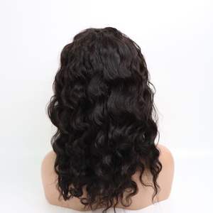 Vente en gros 1B Frontal 13x6 Extensions de cheveux vietnamiens de haute qualité 16 pouces Perruque ondulée de plage en cheveux vierges noirs - Product Image 4