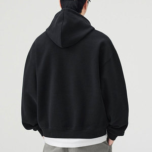 Sweat-shirt unisexe à capuche rouge zippé en polaire unie, séchage rapide, coupe ample, manches longues, hiver, 100% coton, décontracté, Econex - Product Image 3