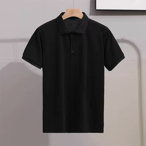 <b>Women's</b> Black Solid Color Short Sleeve Polo Shirt Knitted Casual <b>Top</b> Breathable 100% Polyester Regular Length - Product Image 1