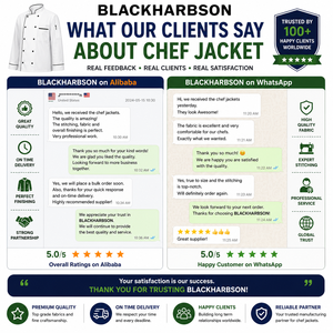 เสื้อเชฟผู้หญิง Sales Blackhardson รุ่นพรีเมียม 240 GSM ผ้าโพลีคอตตอนทวิล สีเบจ กระดุมสองแถว แขนสั้น ชุดยูนิฟอร์มร้านอาหาร - Product Image 6