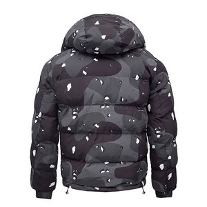 Lightweight Water-Resistant Men Puffer Jacket - Windproof Stand Collar Zipper Woven Solid <b>Coat</b> for Winter Outdoor Travel Sport - Product Image 6