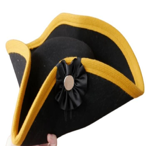 Chapeau Bicorne en Laine Noire, Casquette d'Amaraud Français Napoléonienne, Chapeau de Costume Historique pour Adultes, Reproduction de Chapeaux Tricorne - Product Image 3