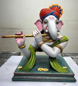 Estatua Moderna de Murli Ganesh en Resina |   Artesanía Nirmala, Ídolo Decorativo Hecho a Mano de Ganesha Tocando la Flauta, Estilo Art Deco, para el Hogar - Product Image 3