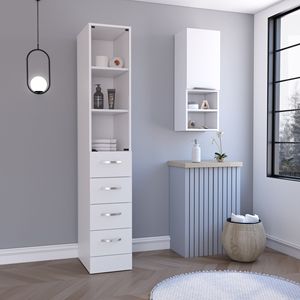 Oregon 2-Piece White Bathroom <b>Set</b> Including Magna <b>Linen</b> Cabinet and Savona Medicine Cabinet <b>Linen</b> Medicine Storage Solution - Product Image 1