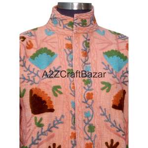 Chaqueta Suzani TNT Tejida a Mano 100% Algodón, Abrigo Bordado para Mujer, Forro de Algodón Transpirable, Estampado Floral, Primavera Verano - Product Image 3