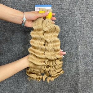 Extensiones de Cabello Remy Vietnamita de Calidad Profesional, Cabello Rubio a Granel, Textura Rizada, Doble Trama a Máquina, Tendencia 2026 - Product Image 1
