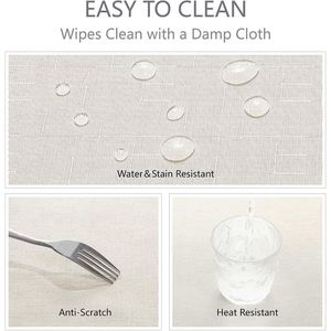 Tovaglia Rettangolare in Lino Testurizzato 60x104 Pollici, Impermeabile, Antimacchia e Antirughe, Lavabile, Tessuto Decorativo - Product Image 3