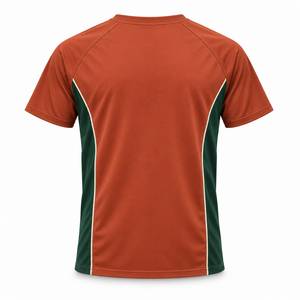 Men's Short Sleeve Sport <b>T</b>-<b>Shirt</b> <b>Orange</b> Green Contrast Panels Quick Dry Eco-Friendly Breathable Regular Fit O-Neck 100% - Product Image 6