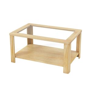 Tavolino da Caffè Rettangolare a 2 Livelli con Piano in Vetro Temperato e Ripiano Portaoggetti - Product Image 1