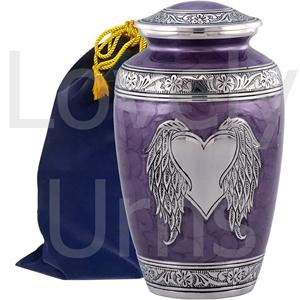 Angel Wings Cremation <b>Urn</b> Handcrafted Heart <b>Large</b> Adult Wings of Love Memorial <b>Urn</b> Velvet Bag Purple OEM ODM Factory - Product Image 4