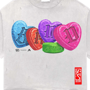 PSA <b>Men's</b> Oversized Regular-Length Formal T-Shirt Short Sleeve <b>Turtleneck</b> Printed Heart Pattern 100% Cotton Knitted Front Logo - Product Image 5