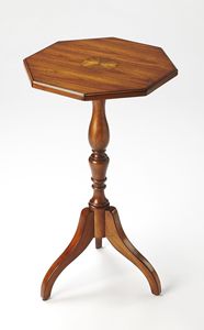 Table basse traditionnelle en bois, plateau rond festonné, table d'appoint décorative, meuble de salon, style antique - Product Image 6