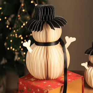 Honeycomb Handmade <b>White</b> Snowman <b>Paper</b> Festive Décor for Party Tableware & Table Decorations - Product Image 1