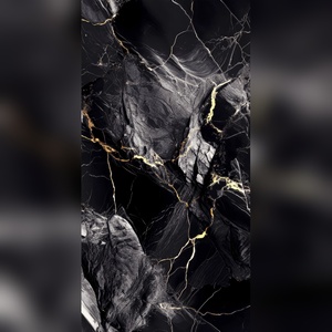 Carrelage mural et de sol en céramique noire polie de haute qualité, veiné or, antidérapant, design moderne, matériau de construction - Product Image 4