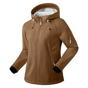 เสื้อแจ็คเก็ตซอฟต์เชลล์บุขนแกะสำหรับผู้หญิง เสื้อโค้ทมีฮู้ดน้ำหนักเบา กันลมและกันน้ำ สำหรับฤดูหนาว ฤดูใบไม้ร่วง และฤดูใบไม้ผลิกลางแจ้ง - Product Image 5
