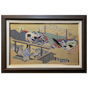 Pure Silk Hand-made Nishijin Textile the Tale Genji <b>Folding</b> <b>Screen</b> Bybu Indoor Fifty Four Chapters Chapter 3 Utsusemi Kyoto - Product Image 1