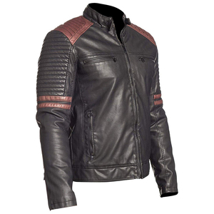 <b>Men's</b> Vintage Winter Eco-Friendly Reversible Waterproof Cow Skin Leather <b>Canvas</b> <b>Jacket</b> Distressed Finish Front Zipper Multiple - Product Image 3