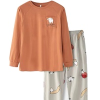Pijama de Mujer, Casual, de Lujo, Elegante, Vintage, 100% Algodón Tejido, Cintura Elástica, Estampado Suave, para Primavera