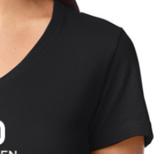 Camiseta de Cuello en V para Mujer, Negra, de Algodón Suave, Informal, de Manga Corta, Cómoda, Básica, Personalizable, Venta al Por Mayor para Damas - Product Image 6