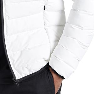 Blouson matelassé blanc pour homme avec capuche, veste d'hiver chaude décontractée à fermeture éclair sur le devant - Product Image 3