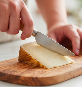 Juego de cuchillos para queso y mantequilla de acero inoxidable color plata con mango de madera, espalda para queso, tabla para queso, utensilios de cocina - Product Image 4