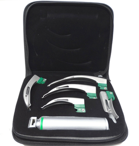 Ensemble de laryngoscope à fibres optiques LED en acier inoxydable, type Macintosh, 5 lames avec poignée, certifié CE, kit chirurgical manuel - Product Image 1